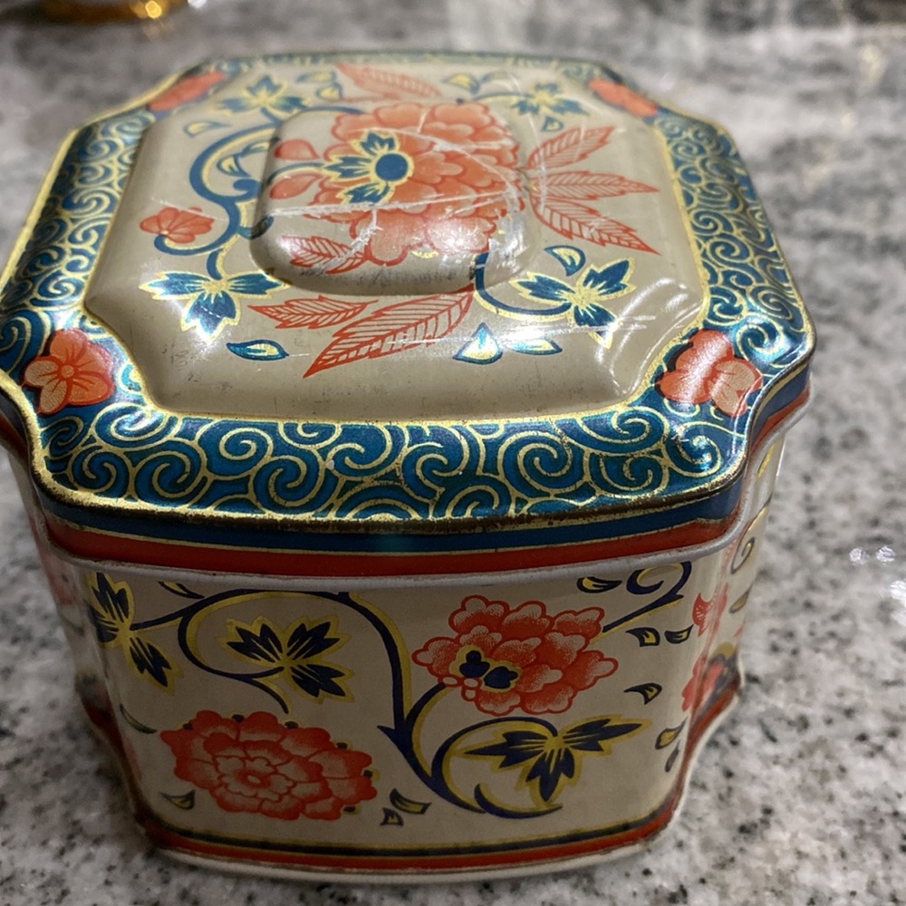 Vintage Baret Ware Floral Metal Tea Tin Octagon #166 England! - Picture 6 of 9
